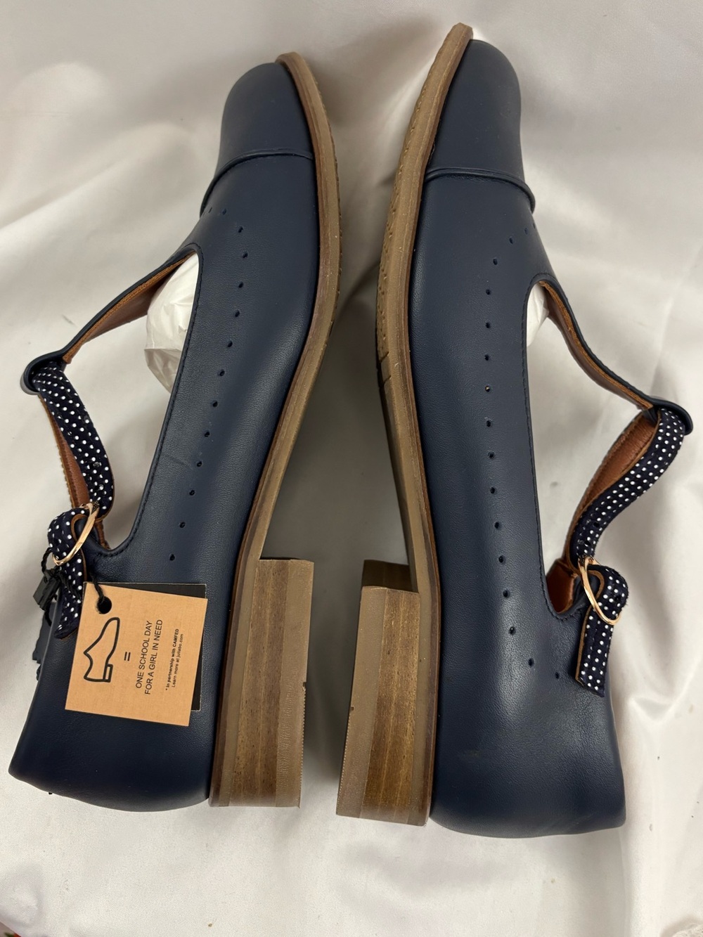 NWT Julia Bo sz40 Navy Blue w/Polka Dot Strap Mary Jane’s…handcrafted…no box